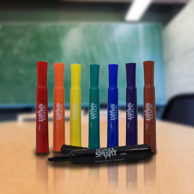 School Smart مجموعة علامات دائمة School Smart 1354254، طرف عريض، ألوان متنوعة (عبوة من 8)، 0.63 ارتفاع × 5.25 طول × 5 عرض - Image 4